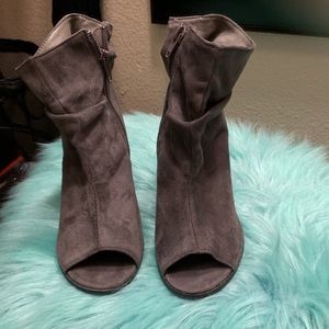 Gray peep toe booties size 6
